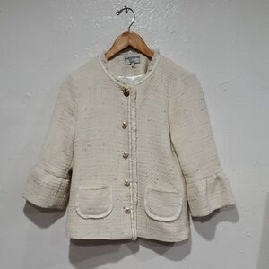Patty Kim Cream Tweed Jacket with Pearl Buttons
